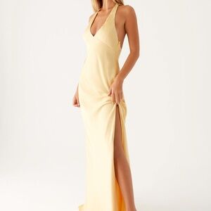Peppermayo Halter Yellow Maxi Dress Size L NWT